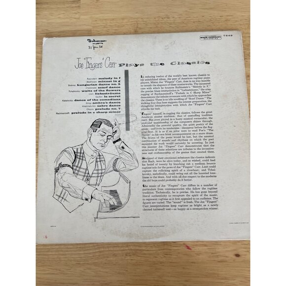 Joe Fingers Carr Plays The Classics Vinyl Record T-649 Vintage Album - Picture 5 of 5